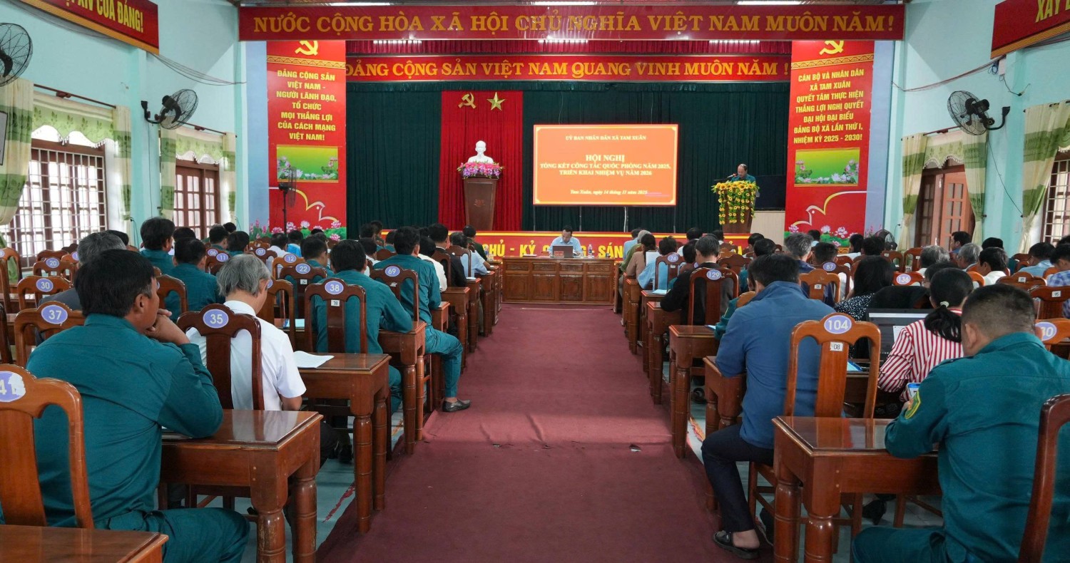 Xã Tam Xuân tổ chức Hội nghị tổng kết công tác Quốc phòng năm 2025, triển khai nhiệm vụ năm 2026.
